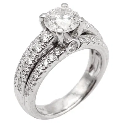 Pre-owned Scott Kay 1 Carat Round Diamond Platinum Engagement Ring With Diamond Accents In Multiple