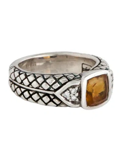 Pre-owned Scott Kay Citrine & Diamond Cocktail Ring In Multi