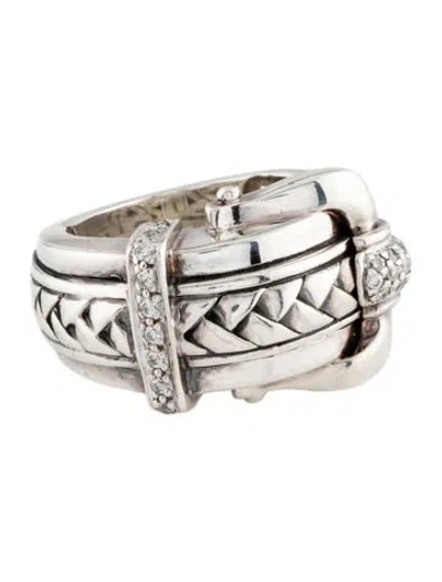 Pre-owned Scott Kay Diamond Basket Weave Buckle Cocktail Ring In Multicolor