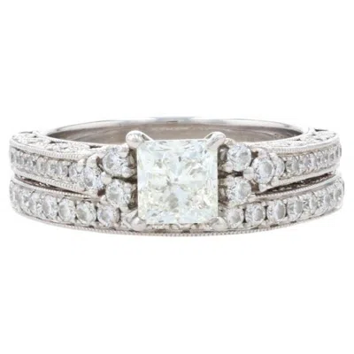 Pre-owned Scott Kay Diamond Engagement Ring & Wedding Band White Gold 14k Princess 1.79ct