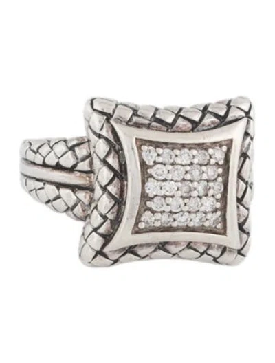 Pre-owned Scott Kay Diamond Square Basketweave Cocktail Ring In Multicolor