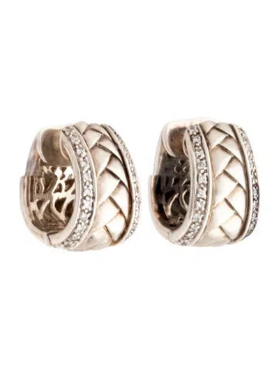 Pre-owned Scott Kay Diamond Woven Hoop Earrings In Multicolor