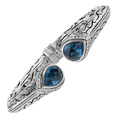 Pre-owned Scott Kay Ladies Sterling Silver London Blue Topaz Cuff Bracelet