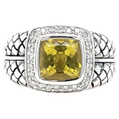 Pre-owned Scott Kay Lemon Citrine Ring With Diamond Accents In Multi