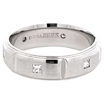 Pre-owned Scott Kay Mens  Javlin Wedding Band Ring Palladium In Multi