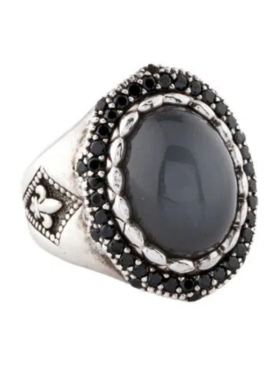 Pre-owned Scott Kay Moonstone & Spinel Fleur De Lis Cocktail Ring In Multi