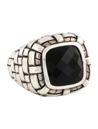 Pre-owned Scott Kay Onyx Basket Weave Cocktail Ring In Multicolor