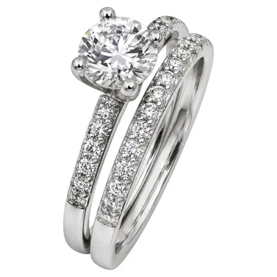 Pre-owned Scott Kay Platinum 1.00 Carat Round Brilliant Center Stone Diamond Wedding Set In Multi