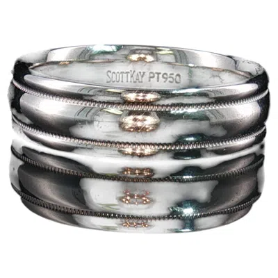 Pre-owned Scott Kay Pt950 Platinum Comfort Fit Wedding Band Ring Size 8.5 11.4g Estate In Multiple