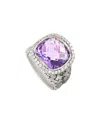 Scott Kay Sterling Silver Diamond And Amethyst Dome Ring