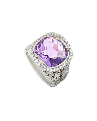 SCOTT KAY SCOTT KAY SILVER 0.44 CT. TW. DIAMOND & AMETHYST RING