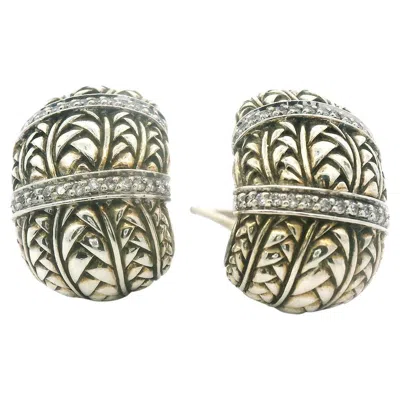 Pre-owned Scott Kay Silver And Diamond Cigar Earrings In Multi