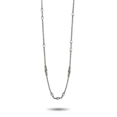 Scott Kay Sterling Silver And Pearl Chain Long Necklace In Multi