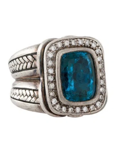 Pre-owned Scott Kay Topaz & Diamond Cocktail Ring In Multi