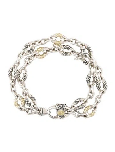 Pre-owned Scott Kay Two-tone Double Row Bolo Link Bracelet, 7" In Multi