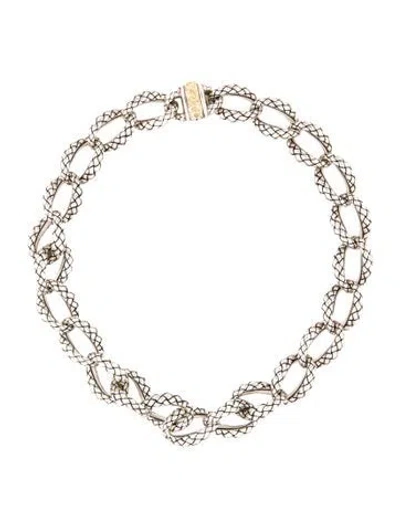 Pre-owned Scott Kay Two-tone Textured Chain Necklace, 16" In Multi