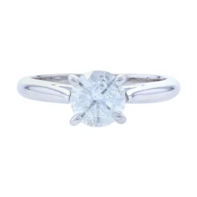 Pre-owned Scott Kay White Gold Diamond Solitaire Engagement Ring, 14k Round Cut 1.00ctw Cathedral