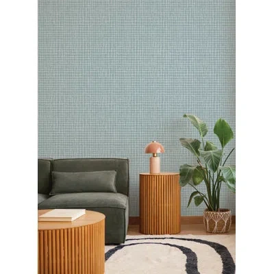 Scott Living Albin Moss Gridline Wallpaper In Blue