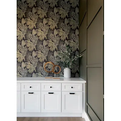 Scott Living Alocasia Blue Tropical Foliage Wallpaper In White