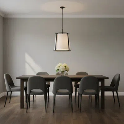 Scott Living Cortes 2 Light Dining Room Pendant In Midnight Black Finish With White Linen Shade