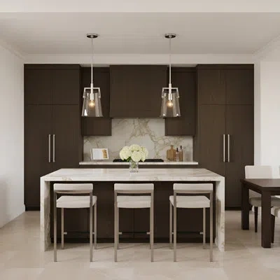 Scott Living Crofton 1 Light Kitchen Pendant With Clear Shade In Brushed Nickel