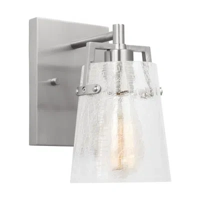 Scott Living Crofton Bathroom Bedroom Wall Fixture With Clear Crackle Glass Shade In Brushed Nickel