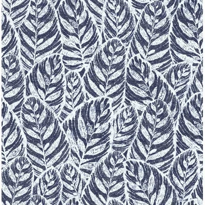 Scott Living Del Mar Botanical 33' L X 20.5" W Wallpaper Roll In Indigo