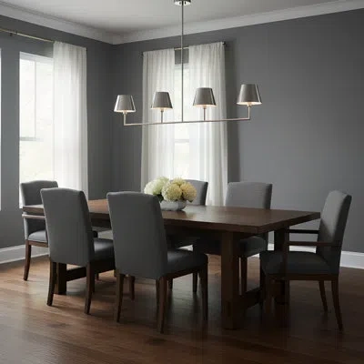 Scott Living Ender 4 Light Dining Room Chandelier With Shade In Brushed Nickel