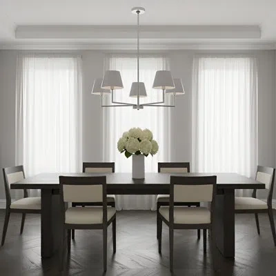 Scott Living Ender 5 Light Dining Room Chandelier With Shade In Brushed Nickel