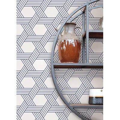 Scott Living Indigo Illusion Self Adhesive Wallpaper In Blue,white