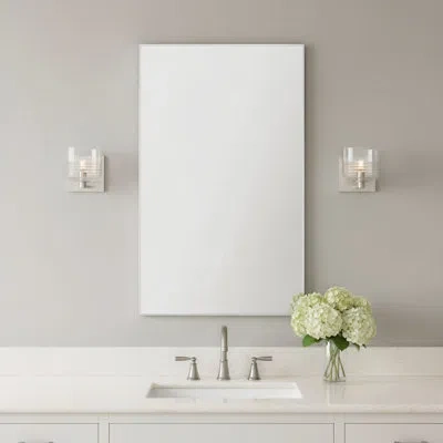 Scott Living Lochdale Bathroom Bedroom Wall Fixture With Clear Ribbed Shade In Brushed Nickel