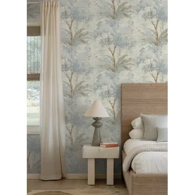 Scott Living Mistwood Coffee Forest Wallpaper In Blue