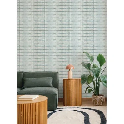 Scott Living Modulus Wheat Geometric Stripe Wallpaper In Blue