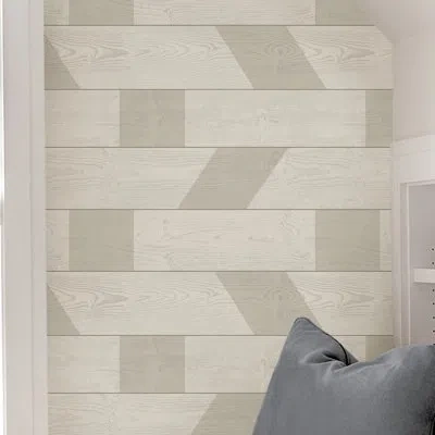Scott Living Natural Graphic Shiplap Self Adhesive Wallpaper In Gray