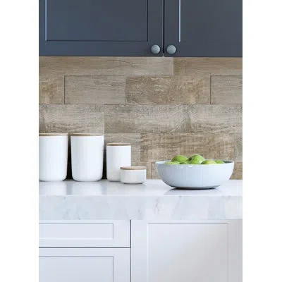 Scott Living Salvaged Plank Natural Self Adhesive Wallpaper In Brown