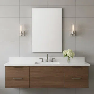 Scott Living Sarita 1 Light Bathroom Bedroom Wall Fixture With Clear Ribbed Shade In Brushed Nickel