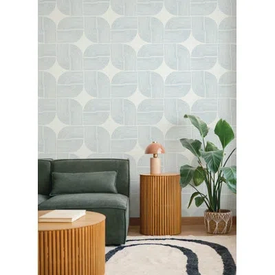 Scott Living Savoye Spiral Arches Wallpaper In Blue