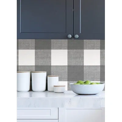 Scott Living Scottish Plaid Self Adhesive Wallpaper In Gray,white