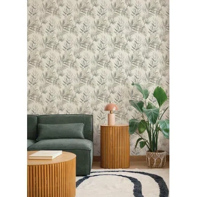 Scott Living Serenade  Ferns Wallpaper In Gray