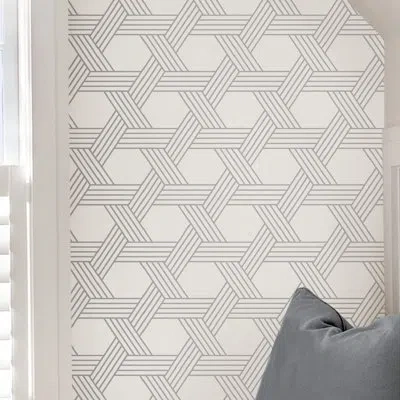 Scott Living Silver Illusion Self Adhesive Wallpaper In Off-white,silver