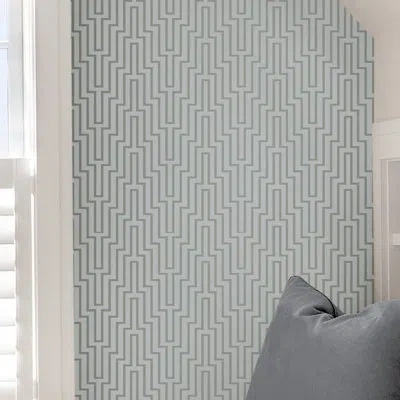Scott Living Sky Blue Crystalline Self Adhesive Wallpaper In Silver,blue
