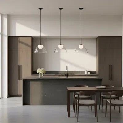 Scott Living Suma 1 Light Dining Room Pendant With White Opal Etched Shade In Midnight Black