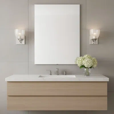 Scott Living Toffino Bathroom Bedroom Wall Fixture With Clear Crackle Glass Shade In Brushed Nickel