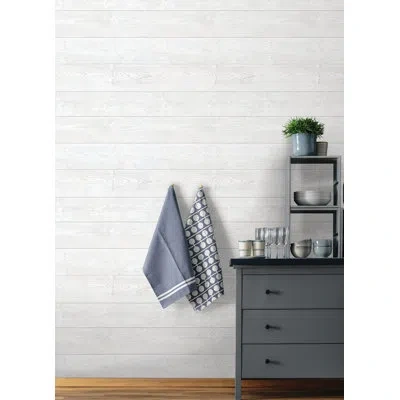 Scott Living Urban Shiplap Self Adhesive Wallpaper In White