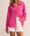 Scout Alfie Linen Button Up Shirt In Island Pink In Pink