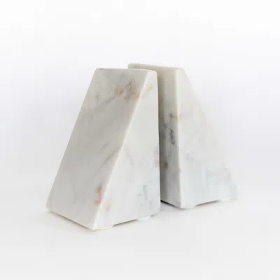 Scout & Nimble Alexandra White Marble Bookends