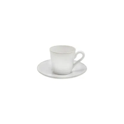 Scout & Nimble Beja Ceramic Stoneware Coffee Cup And Saucer   White & Cream