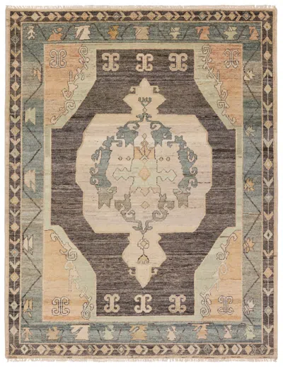 Scout & Nimble Bhima Handknotted Medallion Charcoal / Blue Rug