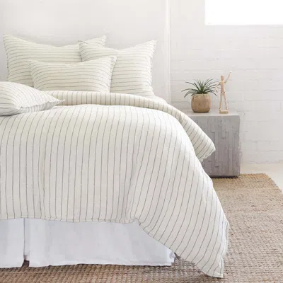 Scout & Nimble Blake Cream / Grey Striped Linen Queen Duvet Cover