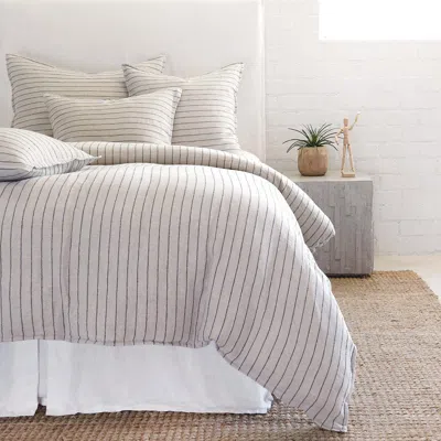 Scout & Nimble Blake Flax / Midnight Striped Linen King Duvet Cover